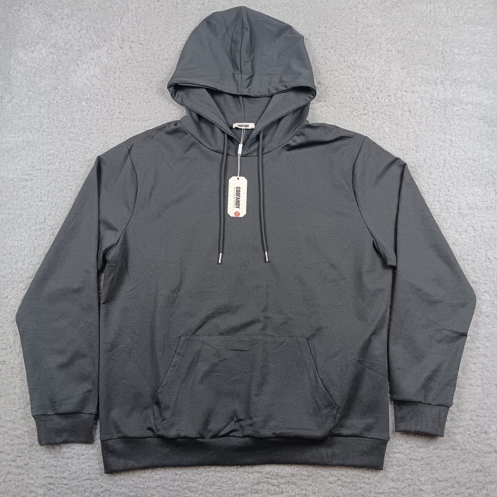 Coofandy Hoodie Pullover Mens XL Gray Stretch Lightweight NWT